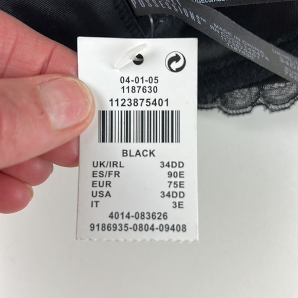 Nwt Secret Possessions Black Padded Bra 34DD - Picture 4 of 8